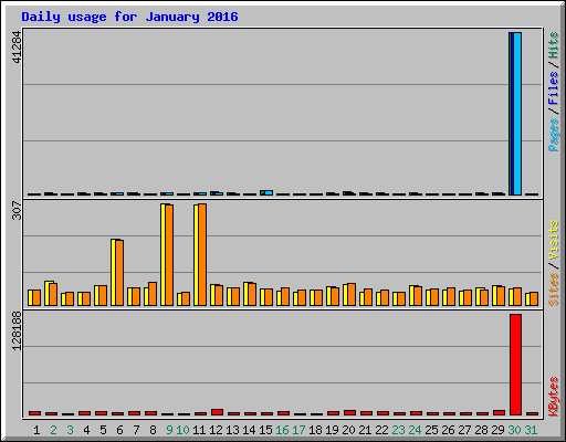 Daily usage for January 2016