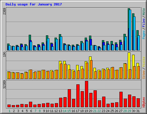 Daily usage for January 2017