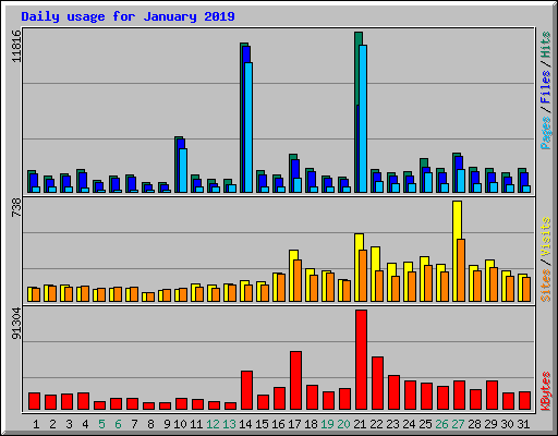 Daily usage for January 2019