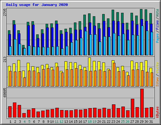 Daily usage for January 2020