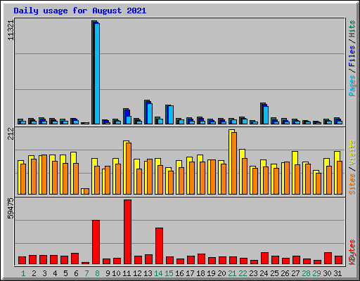 Daily usage for August 2021