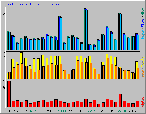 Daily usage for August 2022