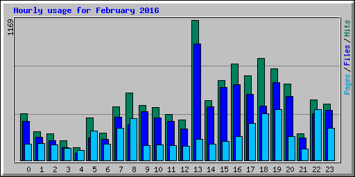 Hourly usage for February 2016