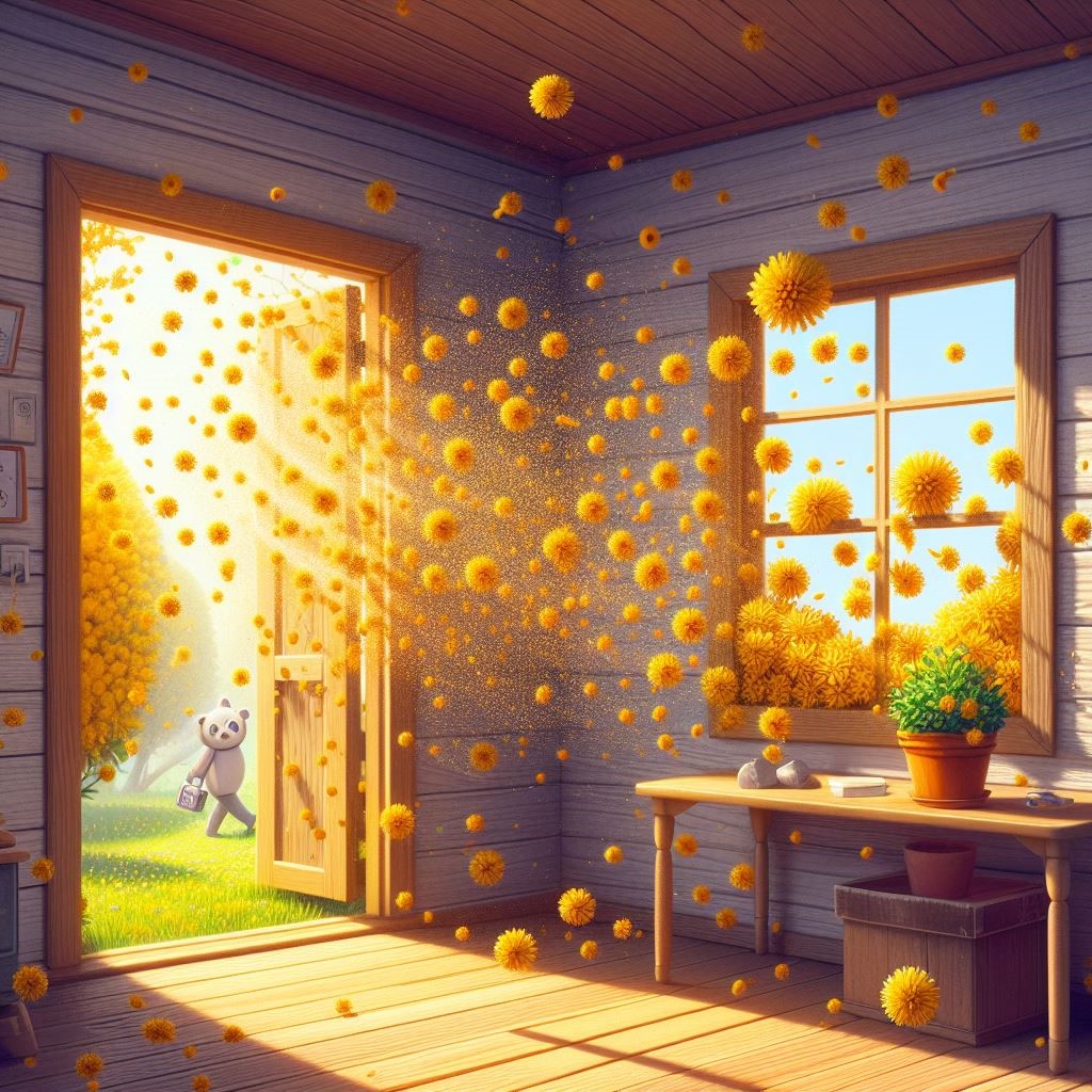 窓を開けると花粉が大量に入ってくる画像